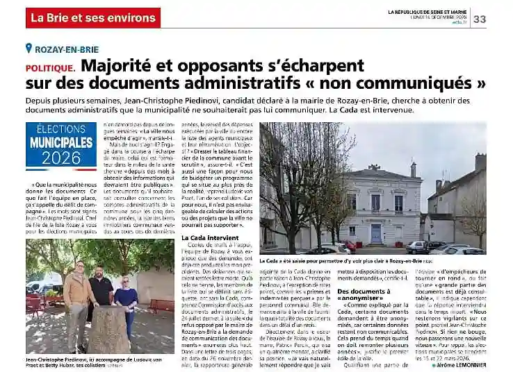 Article de Presse sur République de Seine et Marne