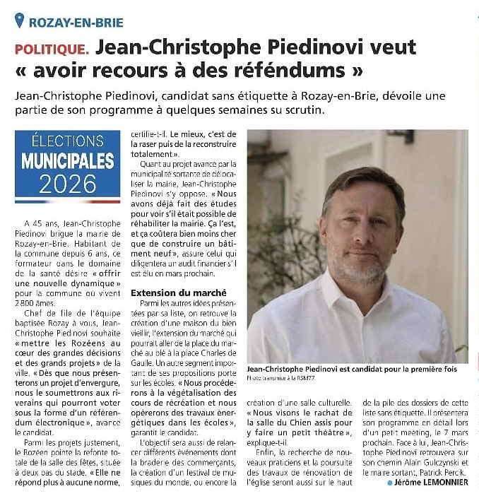 Revue de Presse de Rozay-en-Brie - 2 Février 2026